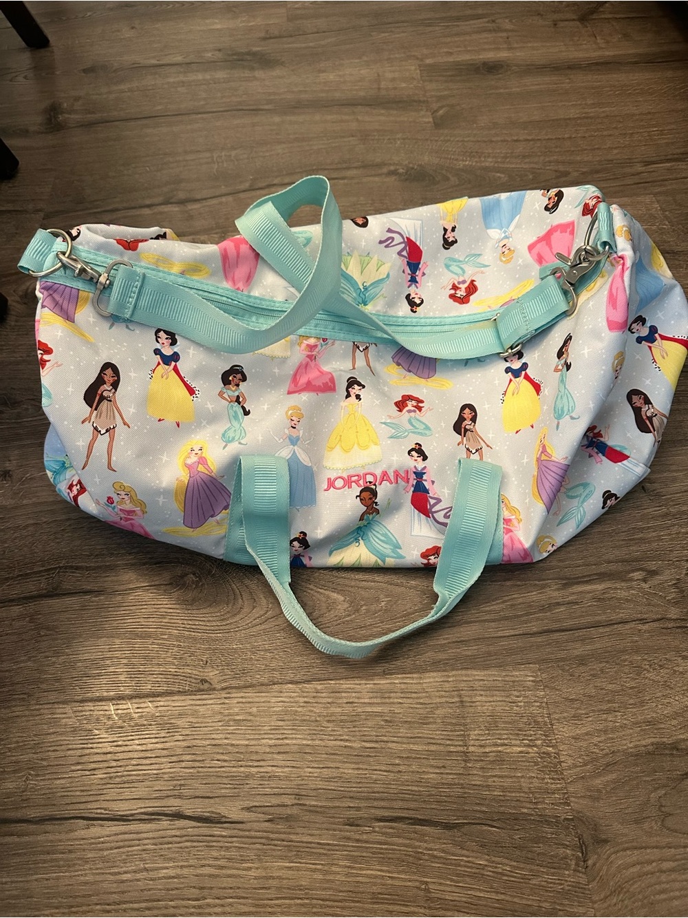 Pottery Barn Kids Light Blue Princess Print Travel Duffel